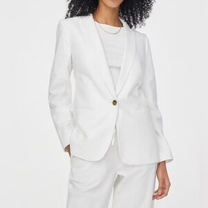 J Crew Womens White Parke Blazer Linen Blend Tailored Career Jacket Size 2 XS